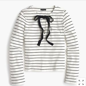 NWT J. Crew Velvet Front Tie Striped Top